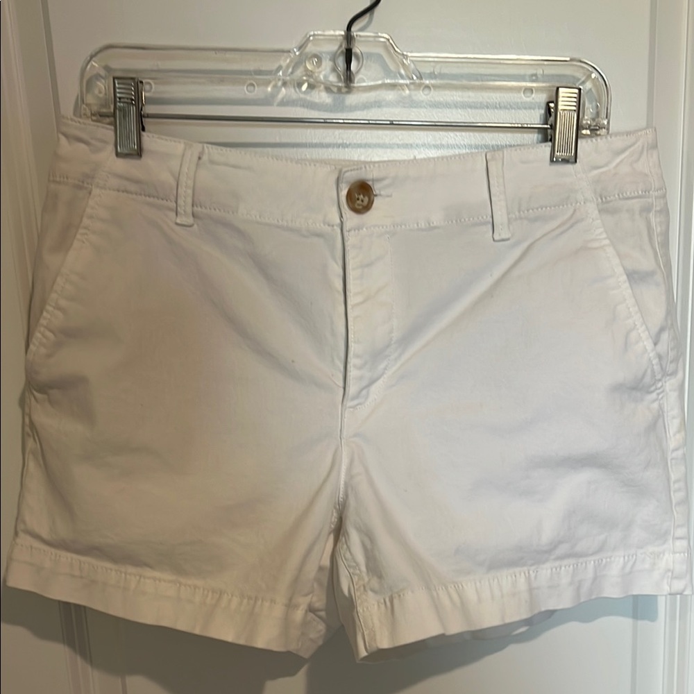LOFT White Bermuda Shorts with Textured Fabric and Tailored Fit